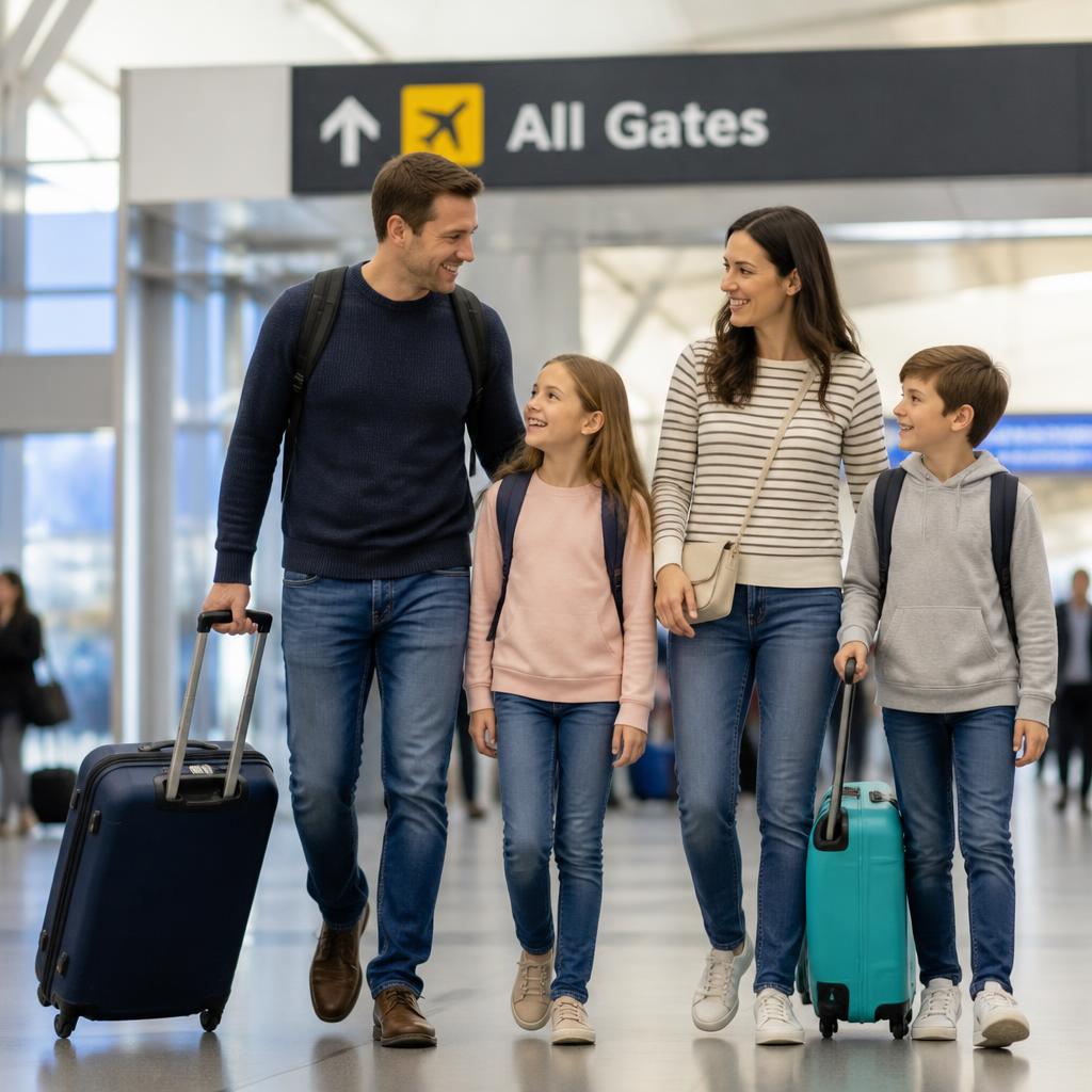 Calm family vacation checklist for airport travel with children